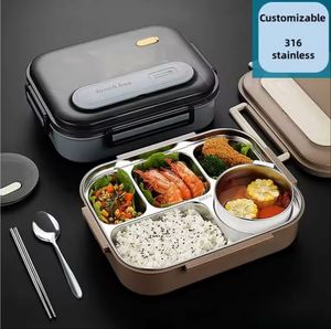 Boîte à lunch durable sans BPA en acier inoxydable 316, grande capacité, anti-fuite, 5 compartiments, portable, chauffable au micro-ondes - Product Image 1