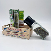 High Quality Square Glass Salt Pepper Grinder 120ml Manual Sea Salt Mill with Black Lid Kitchen Gourmet Grinding Bottle