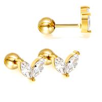 Boucles d'oreilles ZSZL pour femmes en acier inoxydable 6,6*5,8 mm, boules en acier, petites boutons de semis, diamants blancs brillants, accessoires d'oreille