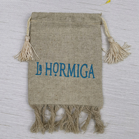 Sac de rangement, pochette en Jute avec Logo noir, personnalisé avec cordon de serrage