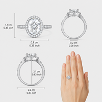 Bague de fiançailles en argent sterling 925 de luxe avec diamant moissanite, bague de fiançailles en moissanite fine pour femmes, bijoux de mariage