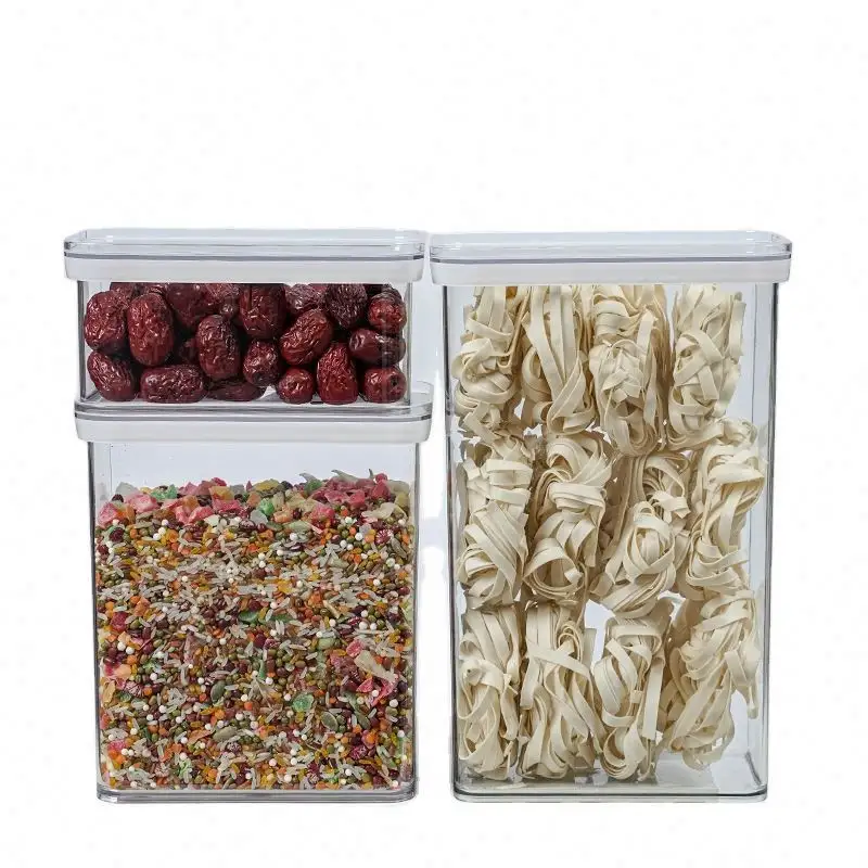 Wholesale pet clear food storage container 3 compartment food container airtight dry kitchen storage boxes