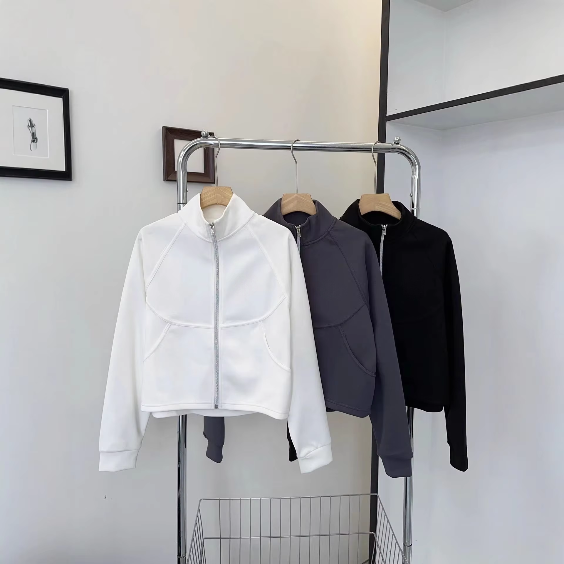 AlStyle New Sports Casual Spring Autumn Stand-up Collar Zip-up Cardigan Versatile Sports Fitness Yoga Top Loose Fit