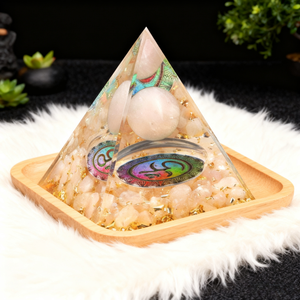 50mm 혼합 재료 다채로운 자연 치유 크리스탈 원시 돌 오르고나이트 피라미드 긍정적 인 에너지 7 차크라 돌 피라미드 - Product Image 3