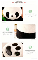 Peluche Panda Assis en Gros d'Usine, Broderie Cœur, Doux Polaire, Animal en Peluche pour Décoration Maison et Soulagement du Stress