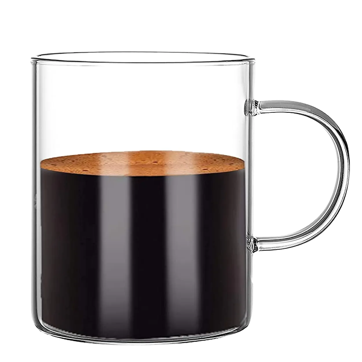 Taza de café grande con mango, elegante vaso de vidrio de borosilicato, 15 oz