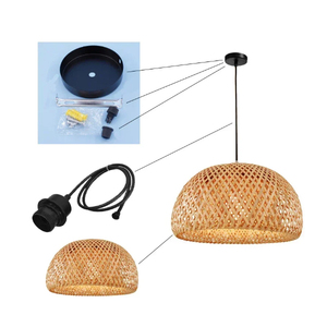 Lampada a Sospensione in Bambù, Lampadario in Vimini Naturale, Paralumi Intrecciati a Mano, Illuminazione Decorativa per Interni - Product Image 3