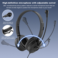 Headset In-Ear Berkabel 3.5mm dengan Mikrofon, Earphone Peredam Kebisingan untuk Call Center, Telepon Meja, Ponsel, PC