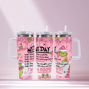 Nuevo Termo de Acero Inoxidable con Aislamiento al Vacío, Diseño Navideño de <span class=keywords><strong>Grinch</strong></span>, 40 oz, para Viajes, Conservación de Bebidas Frías, con Asa - Product Image 1