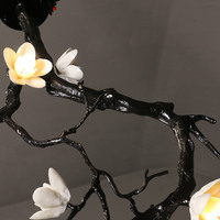 Candelabro de rama de cobre de lujo, lámpara de techo de flores de cerámica negra para Loft, sala de estar, comedor, luces colgantes para Decoración