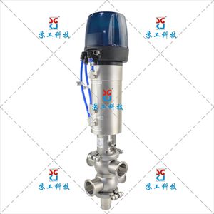 Válvula de doble asiento tipo chorro anti-mezcla para limpieza externa en maquinaria de procesamiento de alimentos, fabricada por la empresa de válvulas anti-mezcla - Product Image 1