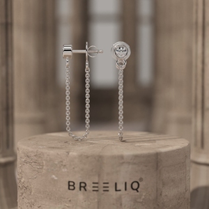 White Gold Bezel Diamond Chain Drop <b>Earrings</b> Elegant Round Cut Diamond Dangle <b>Threader</b> Style - Product Image 1