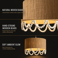 Luminaire suspendu rustique en macramé, corde de coton naturelle, bois et métal, style bohème, pour table de desserts, coin, extérieur, intérieur, mariage, fête