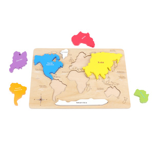 Puzzle en bois Montessori des <span class=keywords><strong>continents</strong></span> <span class=keywords><strong>et</strong></span> des <span class=keywords><strong>océans</strong></span>, jouets éducatifs Montessori pour enfants, puzzle personnalisé - Product Image 4
