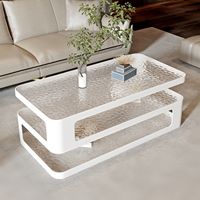 Table Basse Rectangulaire Style Moderne Minimaliste avec Rangement, Nouveau Mobilier de Maison en Verre et Métal pour Maison et Bureau