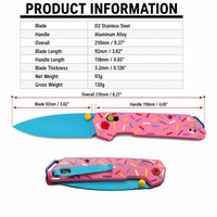 Couteau pliant OEM KS2038, lame en acier D2, manche en aluminium, couteau de survie pour le camping, la chasse et les activités de plein air, avec clip de poche