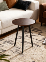 Ensemble de 3 tables basses rondes imbriquées |   Tables d'appoint avec plateau imitation bois et pieds en métal noir pour salon, chambre à coucher