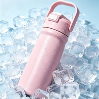 Bouteille isotherme en acier inoxydable à double paroi de 700 ml, anti-fuite, avec paille et poignée, pour sports de plein air