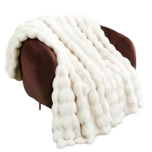 Luxury Skin- Friendly Weighted Warm Cozy Faux Fur Ripple Blanket Home Sofa <b>Bed</b> Room Fluffy <b>Throw</b> Blanket for Winter - Product Image 1