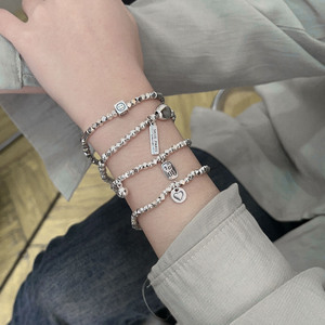 Ruitai S925 Sterling <b>Silver</b> <b>Beaded</b> Bracelet For Women Heart Shape Everyday Wear Jewelry Set - Product Image 3