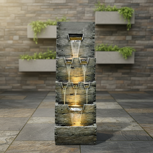 Scultura Paesaggistica con Acqua Corrente, Ruota Feng Shui e Mulino - Fontana Stile Pastorale con Rocce e Laghetto per Giardino - Product Image 5