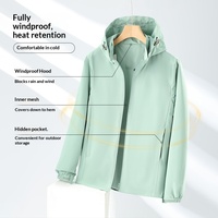 Veste coupe-vent chaude en polyester uni à capuche pour adultes - Vêtement d'extérieur unisexe pour l'automne/hiver