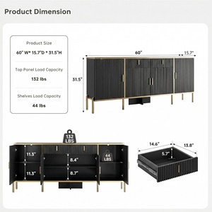 Buffet moderne de 60 pouces avec <span class=keywords><strong>rangement</strong></span>, armoire de <span class=keywords><strong>rangement</strong></span> pour salon avec pieds en métal doré pour meubles de maison - Product Image 6