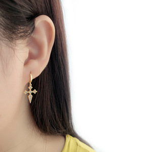 2024 Wholesale Fashion 925 <strong>Sterling</strong> <strong>Silver</strong> Cz Diamond Cross <strong>Earrings</strong> <strong>Dangle</strong> Hoop <strong>Earrings</strong> for Women Jewelry - Product Image 3