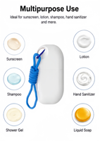 Flacon carré plat de 40 ml pour crème solaire avec cordon, bouchon en plastique PP à double joint, vente en gros, OEM, cosmétiques de haute qualité