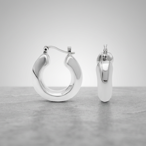 Wholesale 925 Sterling <b>Silver</b> Chunky <b>Hoop</b> <b>Earrings</b> Minimalist Lightweight Fashion Plain Half-Round Profile <b>Hoop</b> <b>Earrings</b> - Product Image 3