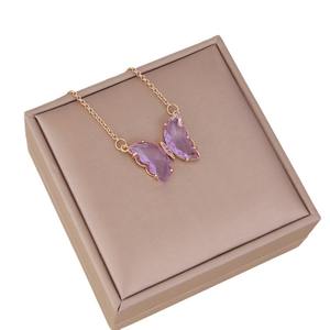 ハオミヨーロッパアメリカクロスボーダー女性の流行のマルチカラー蝶ネックレス金メッキ銅合金チャンネルセットダイヤモンド - Product Image 5