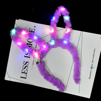 Yeni varış Light up Bunny kulaklar kafa LED tavşan kulaklar Headpiece Glow Hairband cadılar bayramı kostüm saç için