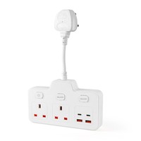 Adaptateur de prise Europlug 13A 2 prises CA Multiprise avec 2 ports USB-C et charge rapide USB