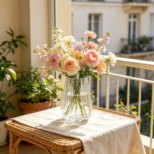 Vase en verre cannelé vert à large ouverture et bordure en forme de pétale, vase à <span class=keywords><strong>fleurs</strong></span> pour la décoration de la maison, de la table de mariage, vase à <span class=keywords><strong>fleurs</strong></span> en verre moderne de luxe - Product Image 3