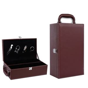 Caja de Regalo de Cuero Personalizada para Vino, Suministro de Fábrica, Precio al por Mayor, Cuero PU, Empaque para <span class=keywords><strong>2</strong></span> Botellas, Caja para Vino Tinto con Accesorios - Product Image 2