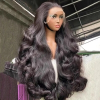Perruque sans colle en cheveux humains brésiliens bruts, ondulation 360, pré-épilée, pré-coupée, densité 180%, frontale HD transparente, luxe original pour femmes