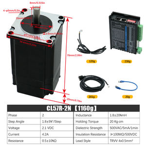 Kits de Motor paso a paso HLTNC DC 4.2A 2,1 V 2PHASE 1.2nm 2nm 2.5nm 3nm Motor de circuito cerrado con controlador cerrado CL57R para enrutador CNC - Product Image 6