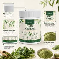 Poudre de légumes verts quotidiens en marque blanche, mélange superalimentaire, fibres et probiotiques, fournisseur d'usine en gros, conditionnement en pot