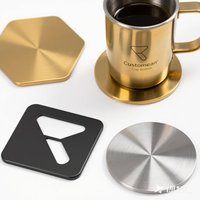 Service de production personnalisé en usine sous-verres personnalisés en métal sous-verres géométriques dorés en acier inoxydable métal couleur or