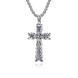 New cross-border yunnique style retro stainless steel cross necklace with unique punk style pendant - Product Image 5