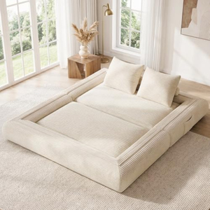 Convertible Folding Floor Sofa Bed Queen Size Foldable <strong>Sleeper</strong> 4-in-1 Sofa Bed Corduroy Upholstery Boneless Mattress Couch - Product Image 1