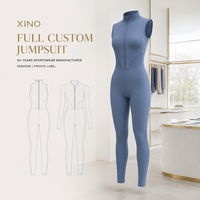 Combinaison de yoga sans manches pour femme, col montant, fermeture éclair sur le devant, tenue d'entraînement une pièce, fabrication OEM/ODM sur mesure avec marque privée
