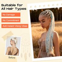 Extension per Coda di Cavallo Boho da 24 Pollici Intrecciata a Mano con Perline Dreadlock e Elastico per Capelli, Leggera, per Cosplay