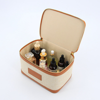 Sac cosmétique personnalisé de haute qualité à poignée étanche avec fermeture éclair pochette de maquillage en cuir Pu étui de toilette en jute recyclé étui de maquillage