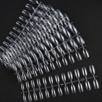 Venta al por mayor 600 unidades/caja de puntas de uñas postizas de ABS de cobertura completa, diseño francés, cuadradas, tipo ataúd, stiletto, largas, almendradas, para extensión de uñas.