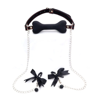 InnerBloom BDSM Silikon-Knochen-Mundknebel mit Nippelklemmen und Kette für Erwachsenen-Stimulation Bondage Sexspielzeug für Mann und Frau
