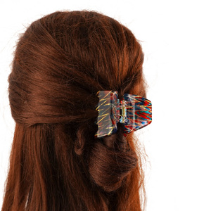 CANYUAN-Pinces <span class=keywords><strong>à</strong></span> cheveux personnalisées pour dames, 5.2cm, petites pinces <span class=keywords><strong>à</strong></span> cheveux rayées en acétate, design personnalisé, mignonnes - Product Image 6