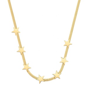 Collar de cadena de serpiente con estrella de cinco puntas, joyería de acero inoxidable chapado en oro de 18K de alta calidad, P213200 - Product Image 2
