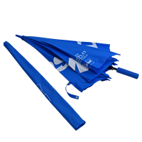 Parapluie de golf révolutionnaire classique bleu saphir à impression multi-panneaux anti-inversion, double couche ventilée, avec mécanisme de déclenchement rapide et protection UV