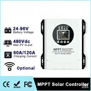 Contrôleur de <span class=keywords><strong>charge</strong></span> solaire MPPT 60A 120A, régulateur de <span class=keywords><strong>charge</strong></span> solaire pour panneaux solaires, <span class=keywords><strong>batterie</strong></span> 24V-96V, entrée PV max 480V, WiFi en option - Product Image 2